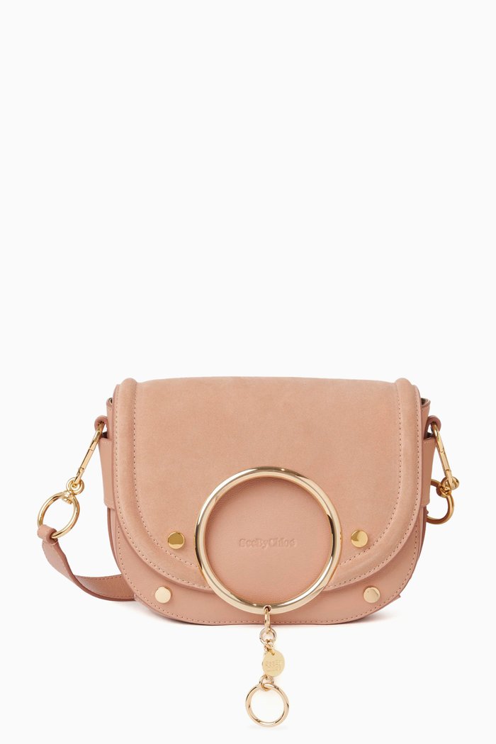 

Medium Mara Crossbody Bag in Suede & Smooth Leather, Pink