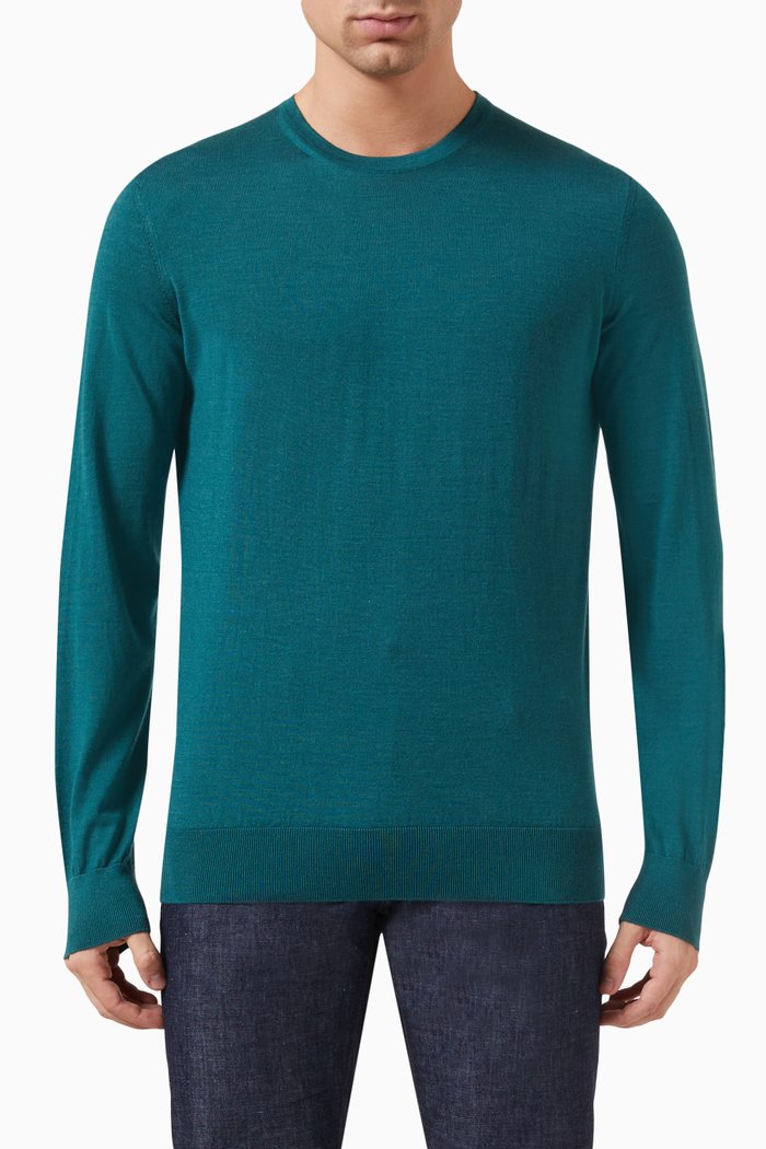 

Crewneck Sweater in Cashseta-knit, Green
