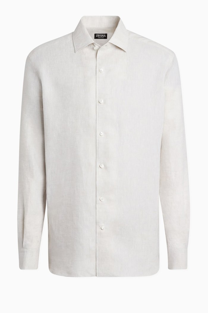 

Long-sleeve Shirt in Linen, Neutral