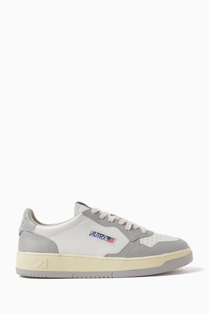 

Medalist Two-tone Low-top Sneakers in Leather, Grey