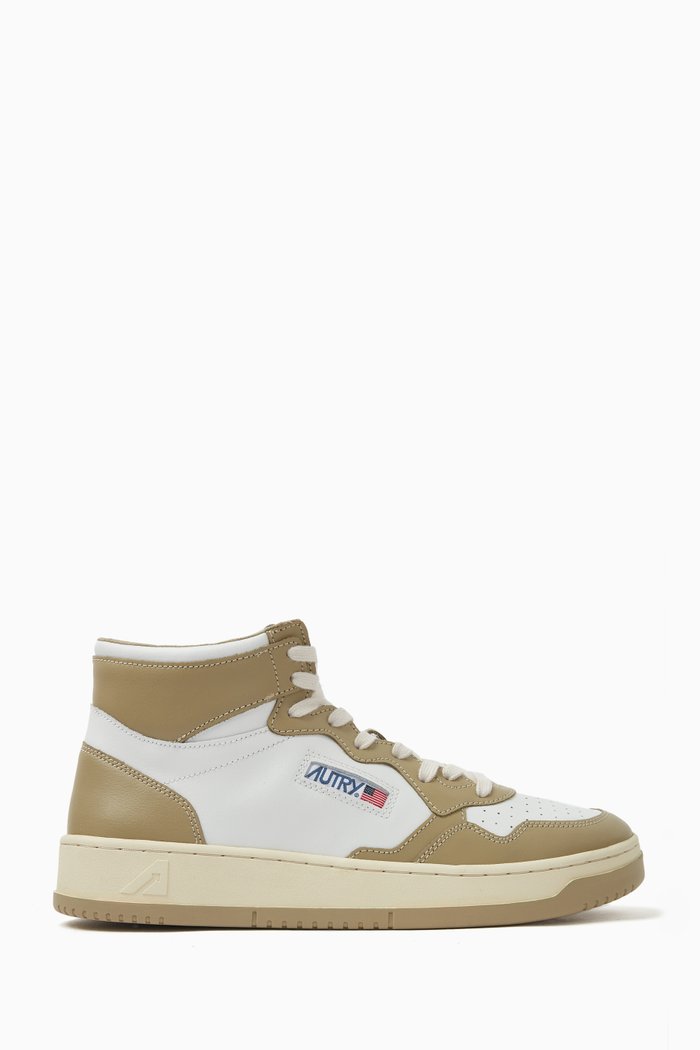 

Medalist Two-tone Mid-top Sneakers in Leather, Brown