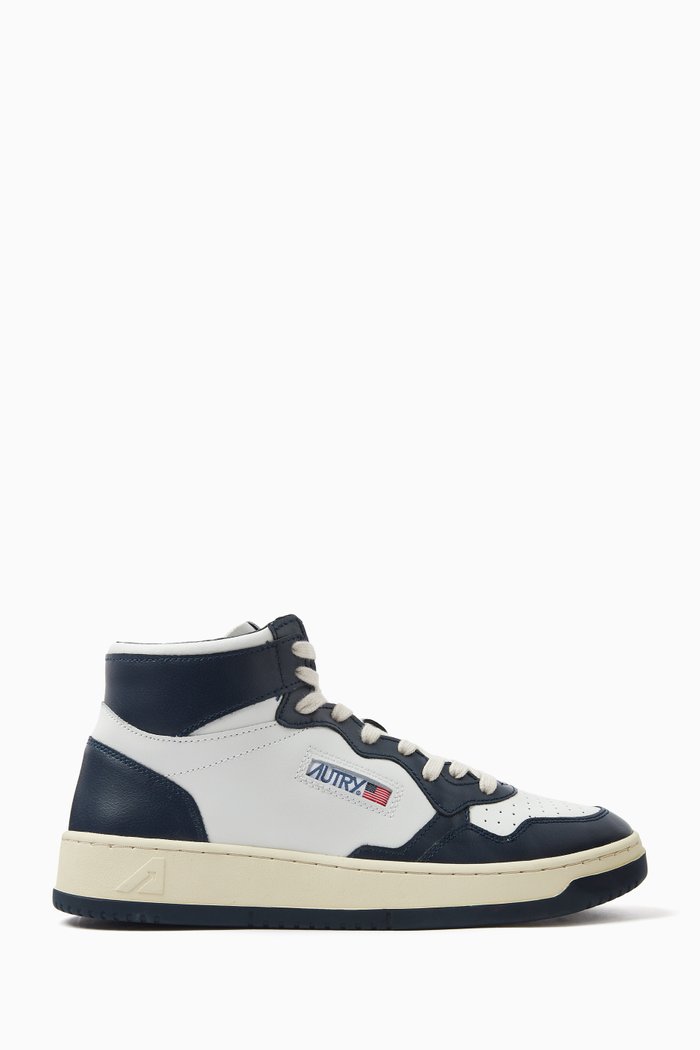 

Medalist Two-tone Mid-top Sneakers in Leather, Black