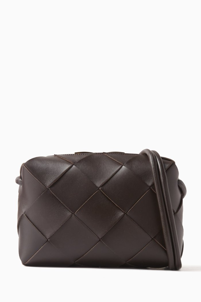 

Small Cassette Camera Bag in Intrecciato Nappa, Brown