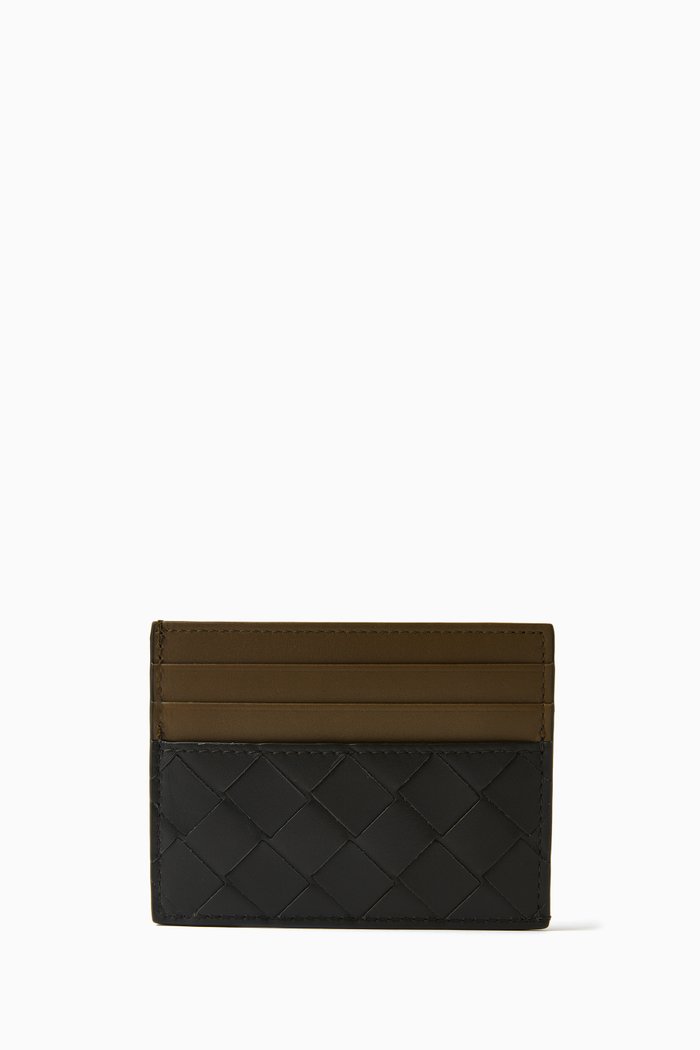 

Credit Card Case in Intrecciato Leather, Green