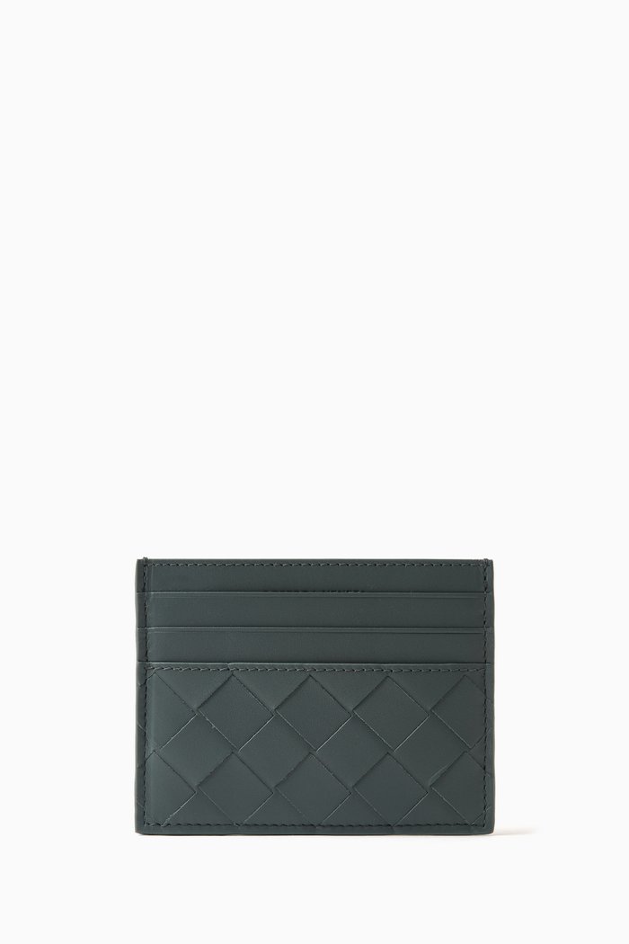 

Credit Card Case in Intrecciato Leather, Blue