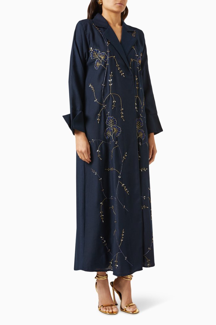 

Embellished Abaya in Linen, Blue