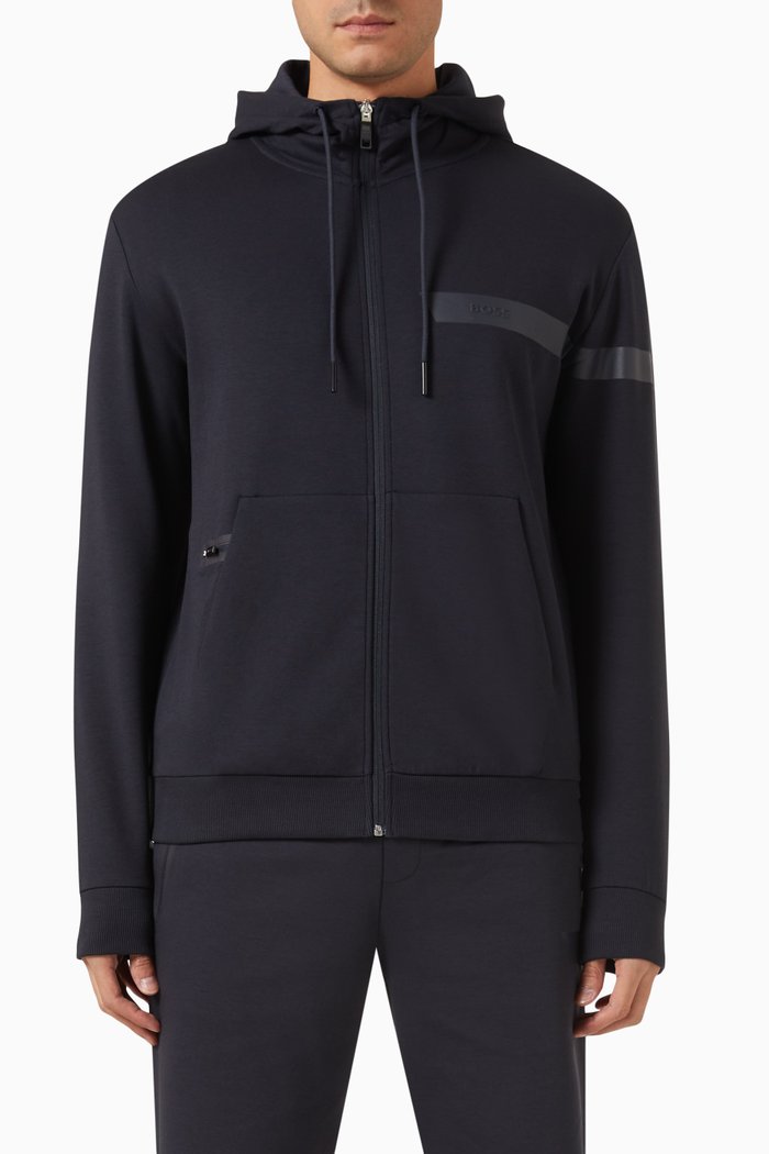 

Logo Hoodie in Cotton Blend, Blue