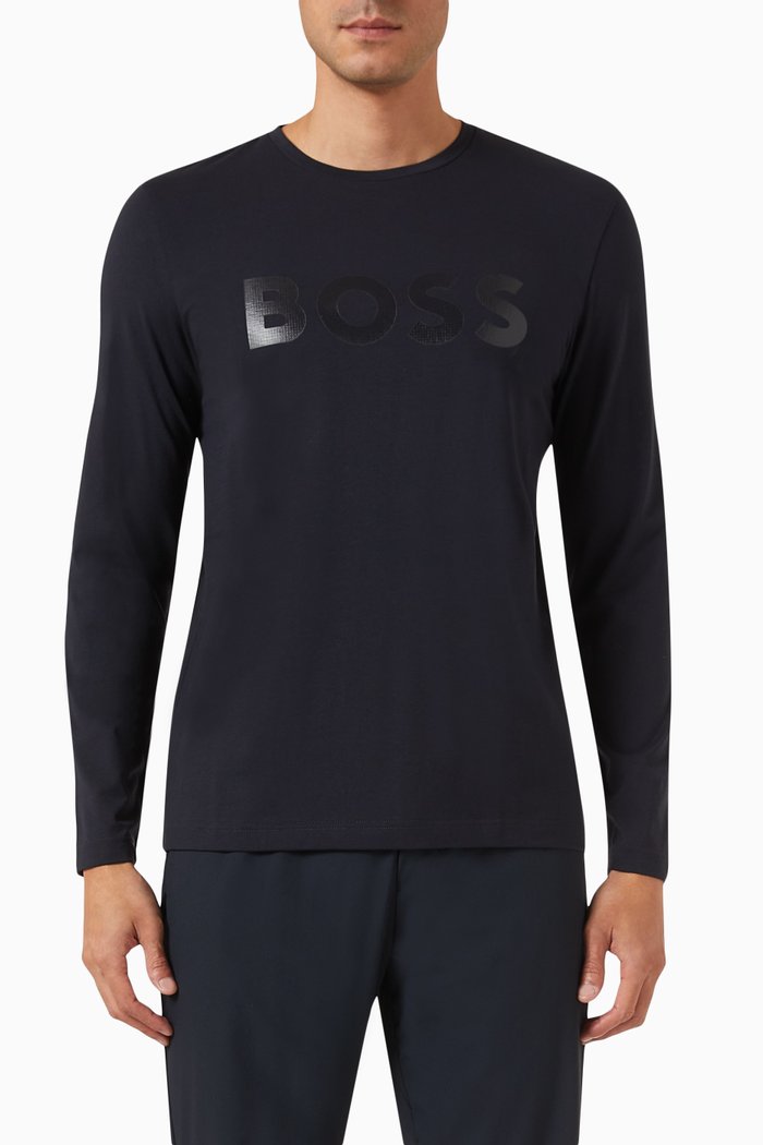 Logo T-shirt in Stretch Cotton Jersey, Blue