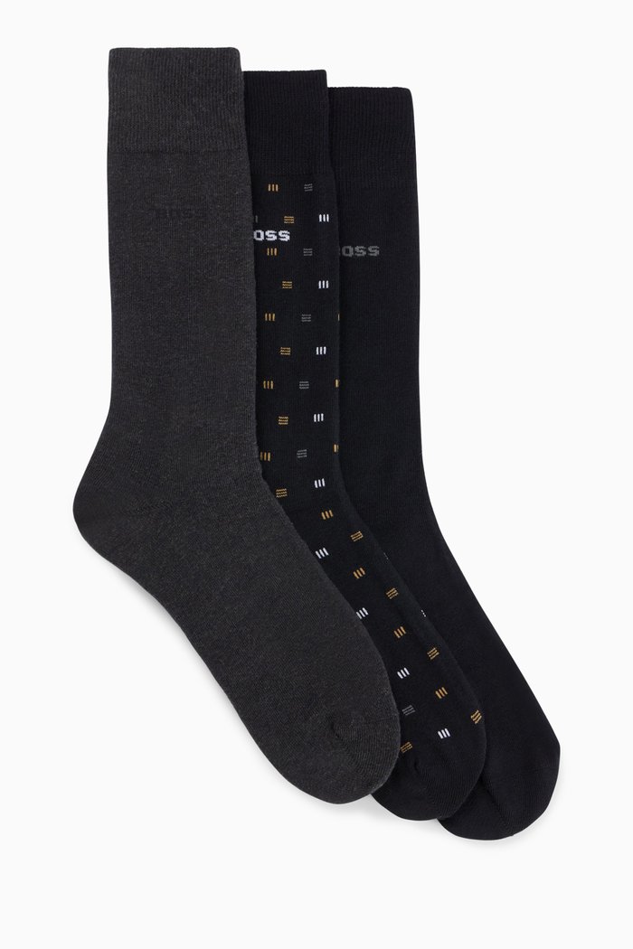 

Socks in Cotton-blend, Set of 3, Black