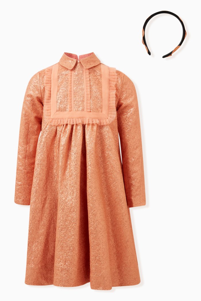 

Terra Ruffled Collar Dress Set in Cotton-blend, Orange