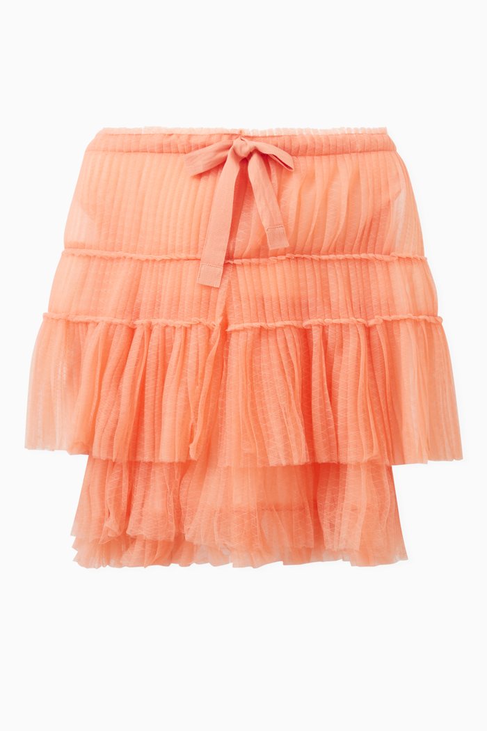 Capelet Pleated Blouse in Nylon, Pink