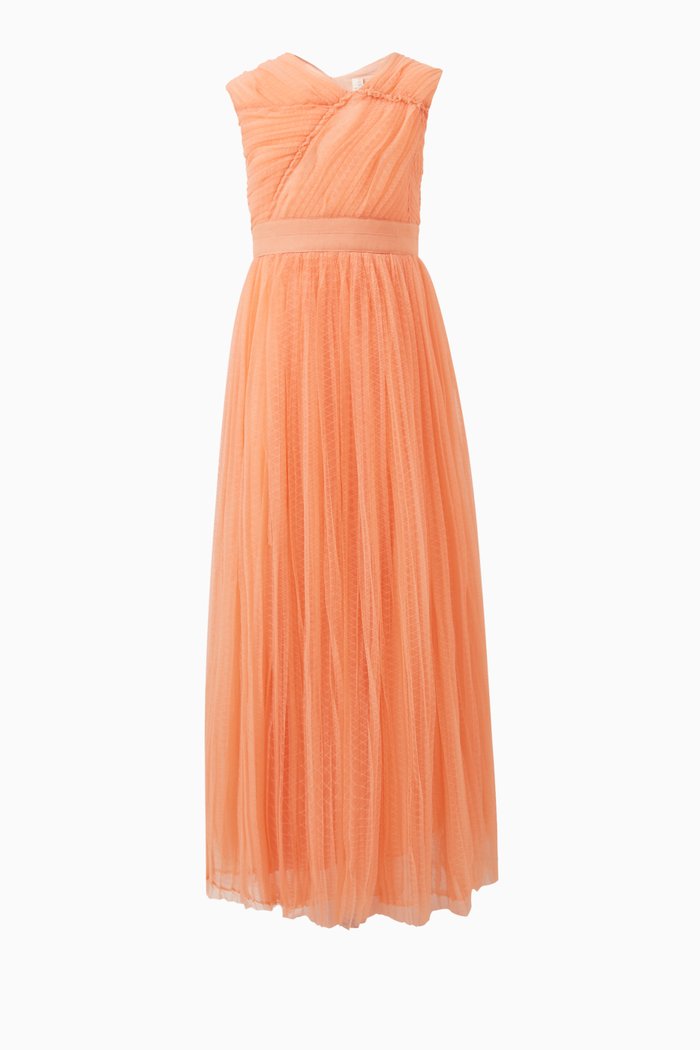 

Maxi Criss-cross Wrap Gown in Nylon, Pink