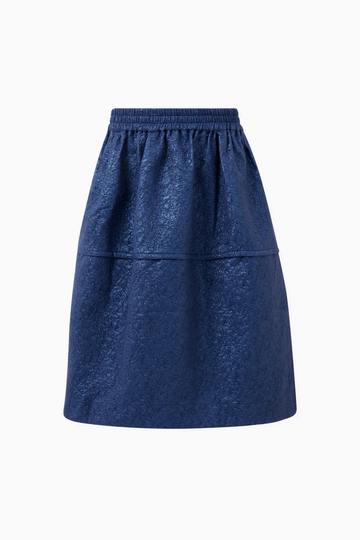 

Terra Faceted Seam Skirt in Cotton-blend, Blue