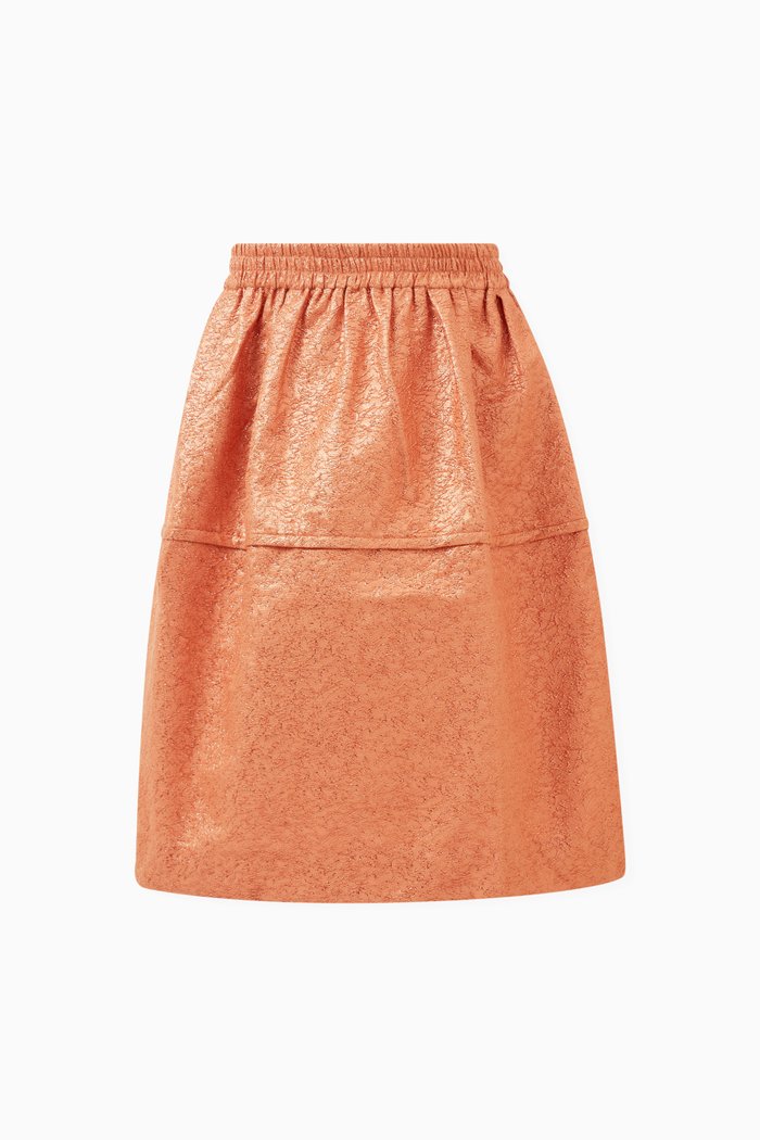 

Terra Faceted Seam Skirt in Cotton-blend, Orange