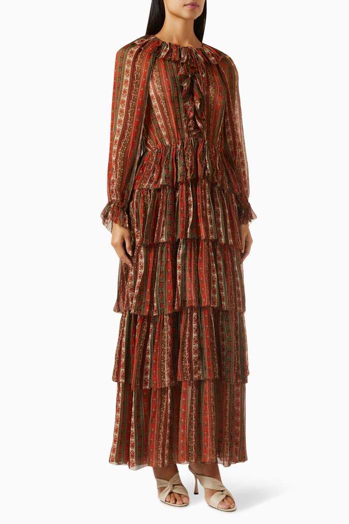 Marlanna Maxi Dress in Silk, Multicolour