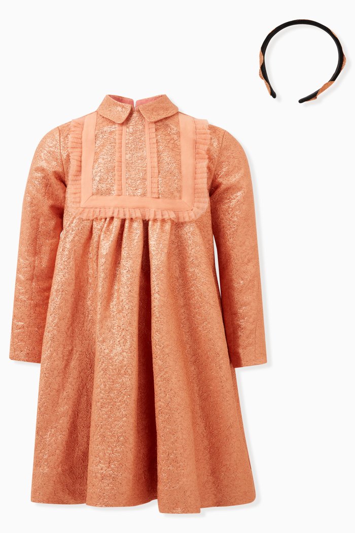 

Terra Ruffled Collar Dress Set in Cotton-blend, Orange