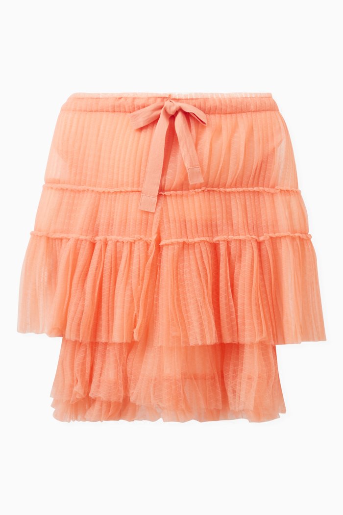

Capelet Pleated Blouse in Nylon, Pink