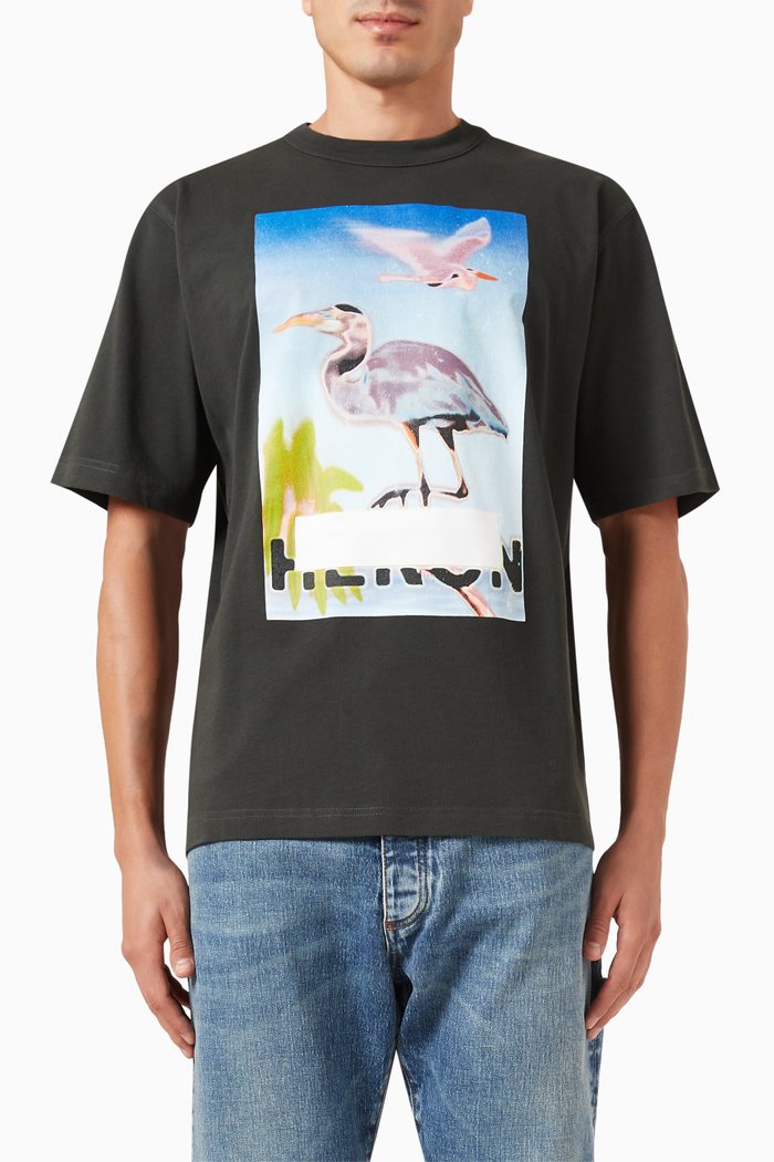 

Censored Heron T-shirt in Cotton Jersey, Black