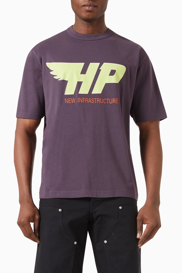 

Graphic Logo-print T-shirt in Cotton, Purple