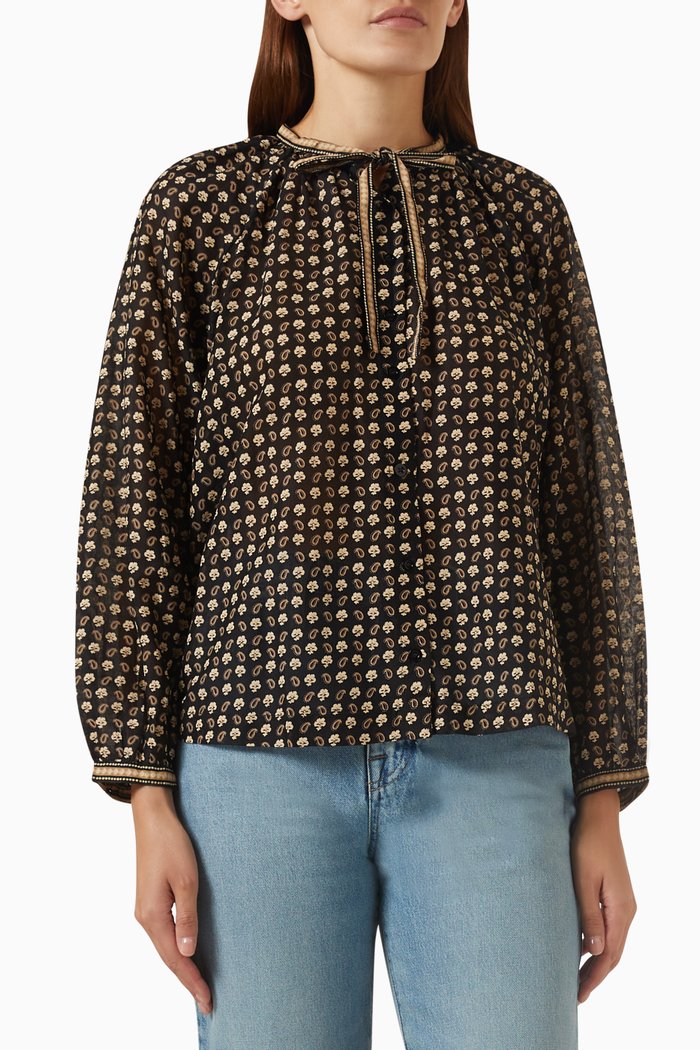 Amina Top in Cotton-voile, Black