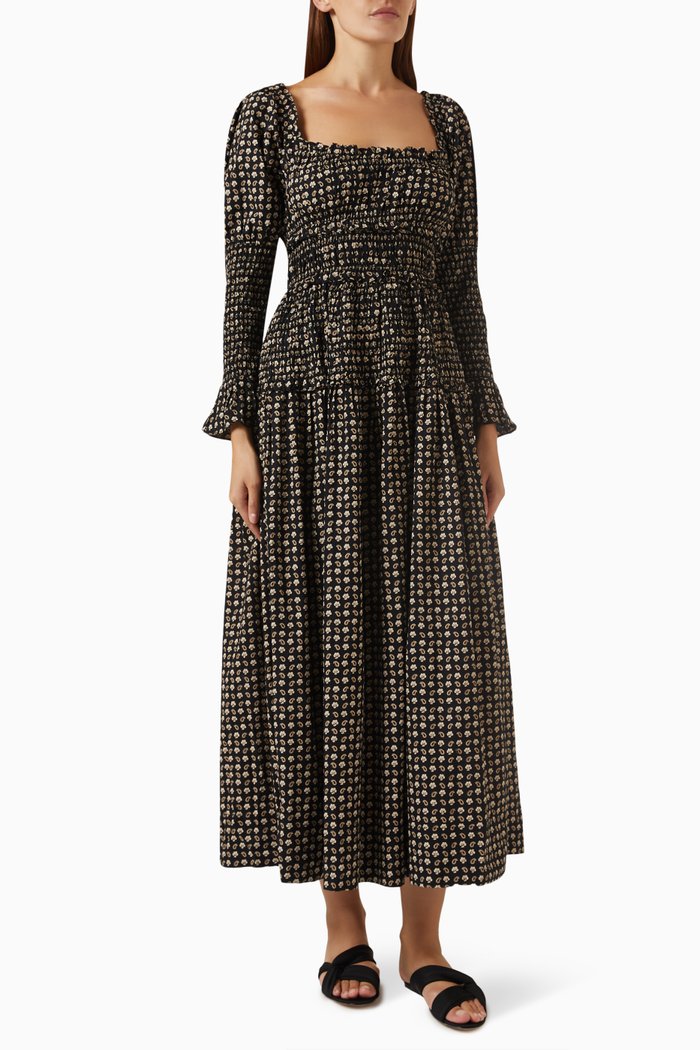 

Bellamy Dress in Organic Cotton-poplin, Black