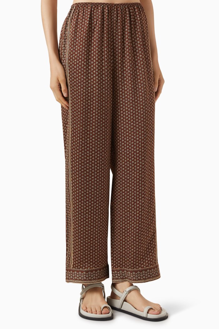 

Cacia Wide-leg Pants in Cotton, Brown