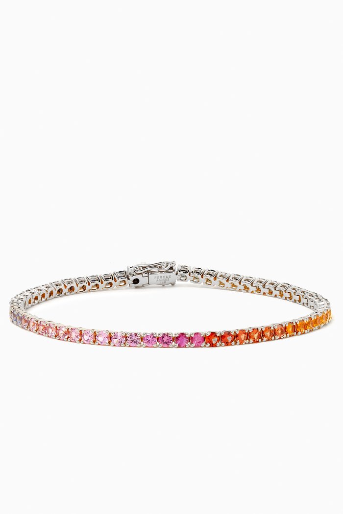 Rainbow Sapphire Tennis Bracelet in 18kt White Gold, Multicolour