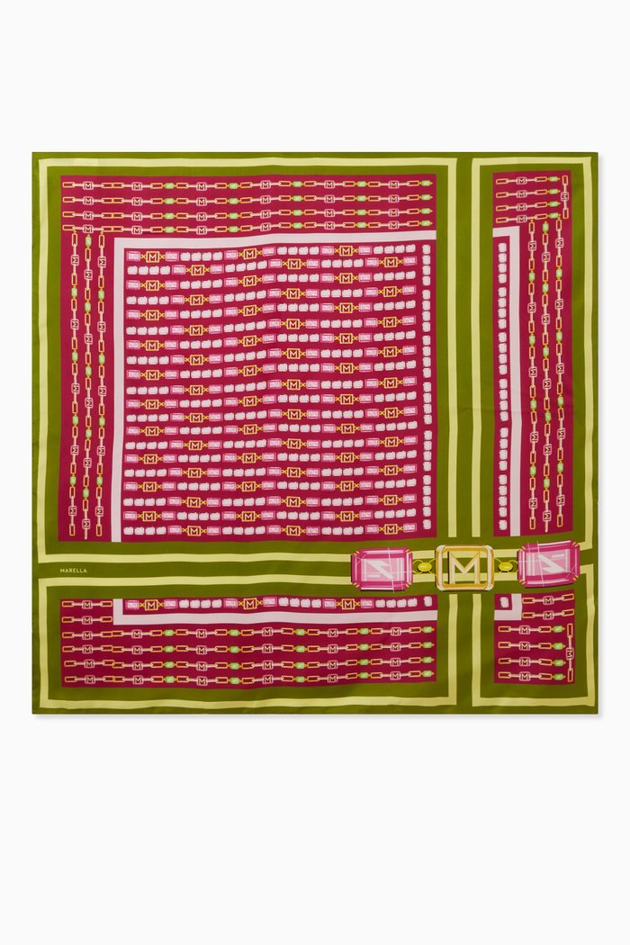 

Luca Patterned Neck Scarf in Silk, Red