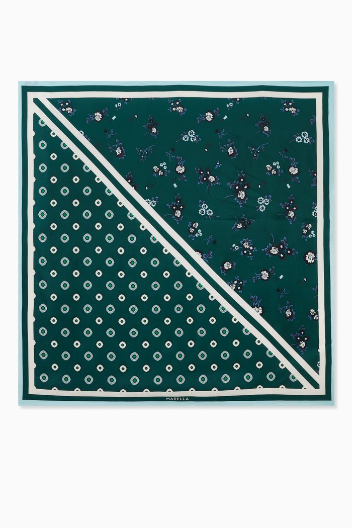 

Pavone Printed Scarf in Silk, Green