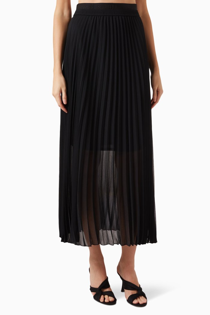

Lubiana Pleated Midi Skirt in Georgette, Black