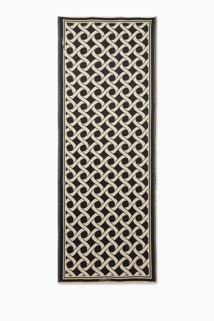 

Timor Two-tone Scarf in Wool-blend Knit, Black