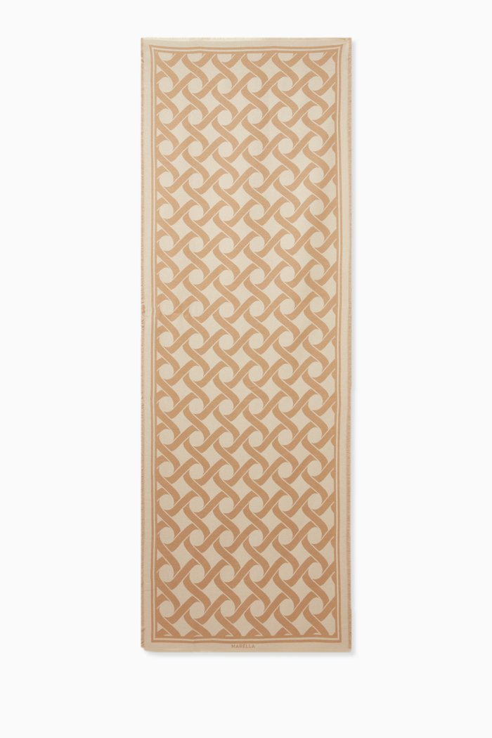 

Timor Two-tone Scarf in Wool-blend Knit, Brown