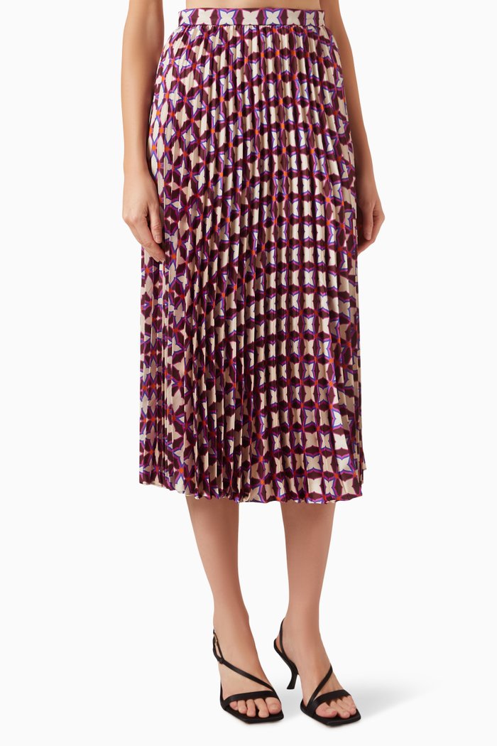 

Margherita Printed Midi Skirt in Satin, Multicolour