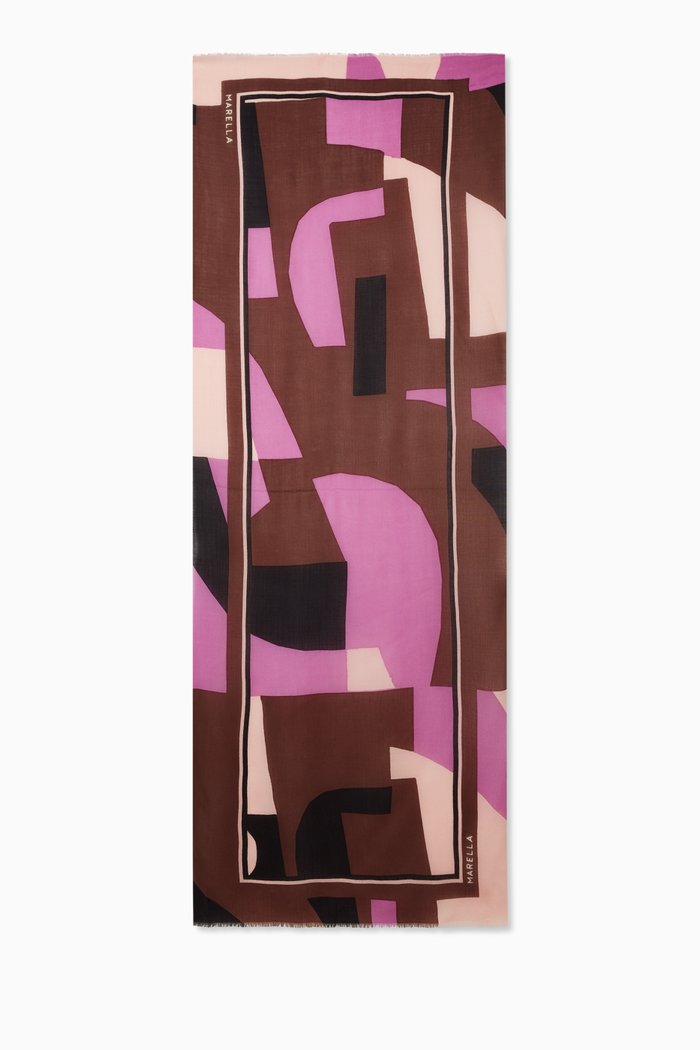 

Chenzia Printed Logo Scarf in Wool, Purple