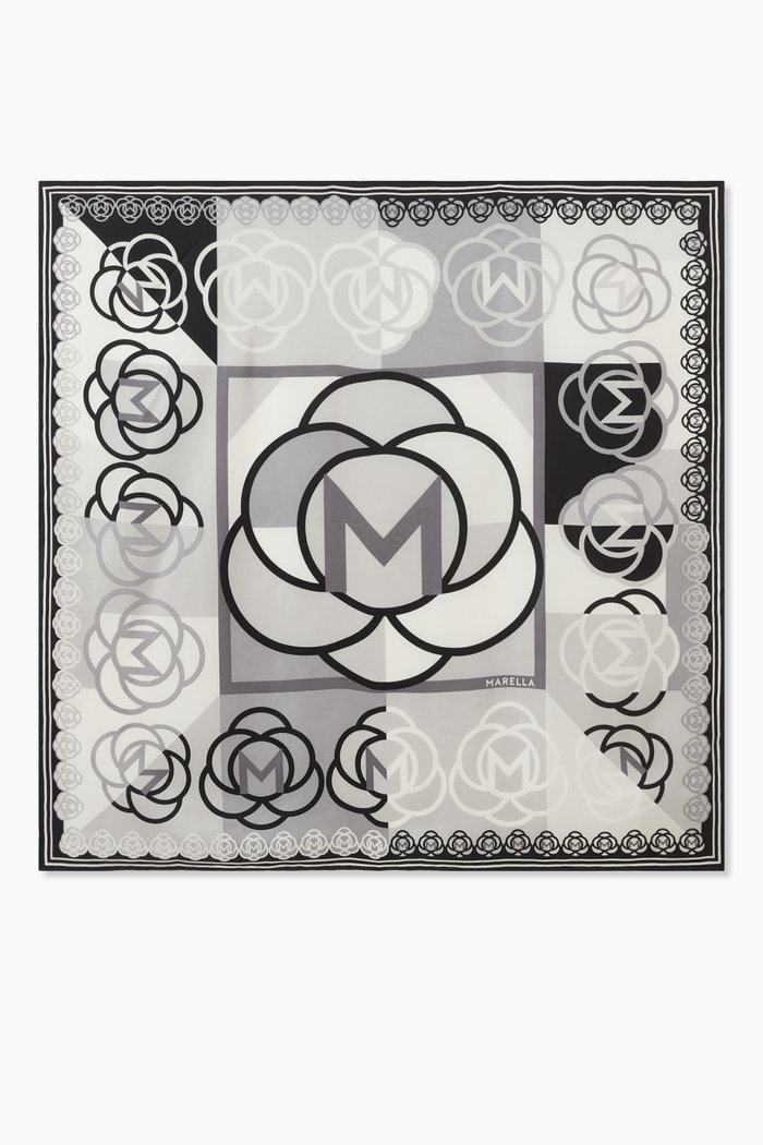 

Levron Patterned Neck Scarf in Silk, Black
