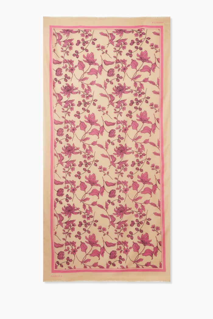 

Paella Floral-print Scarf, Neutral