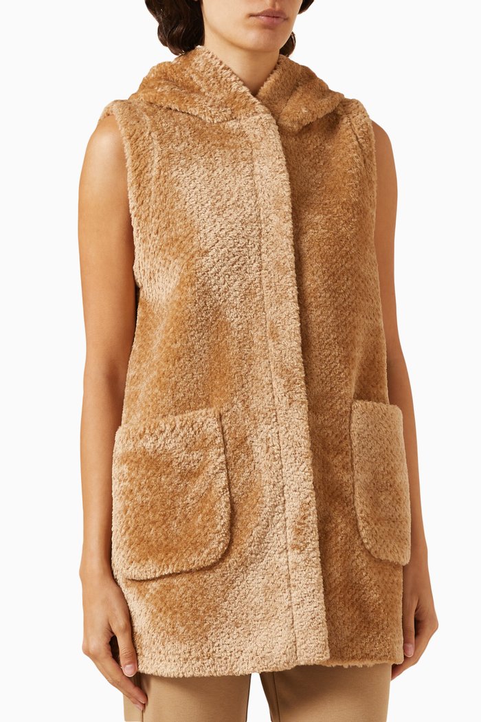

Crotone Hooded Jacket in Faux-fur, Brown