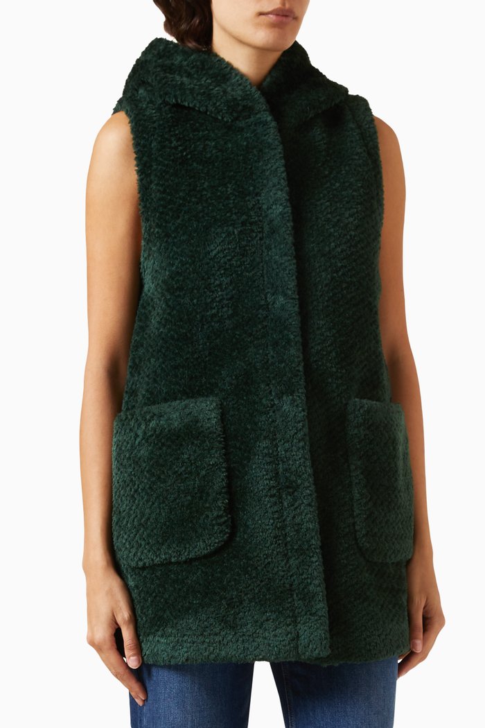 

Crotone Hooded Jacket in Faux-fur, Green
