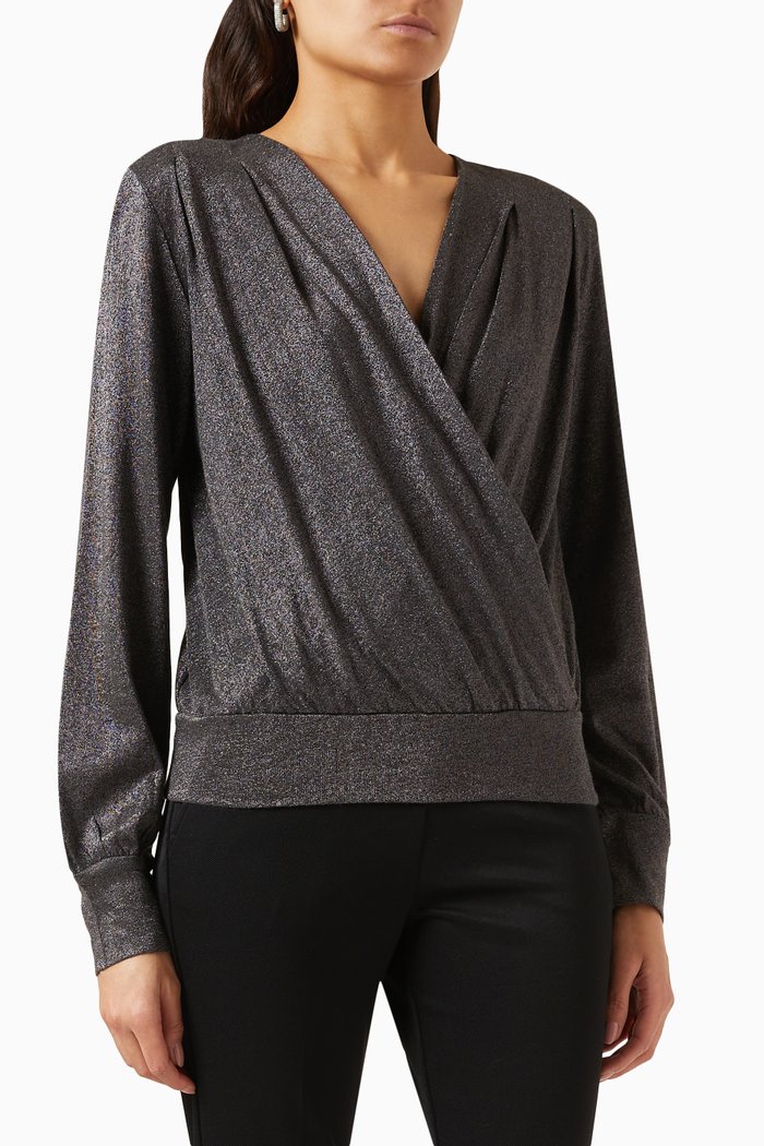 

Niobe Wrap Top in Viscose-knit, Grey