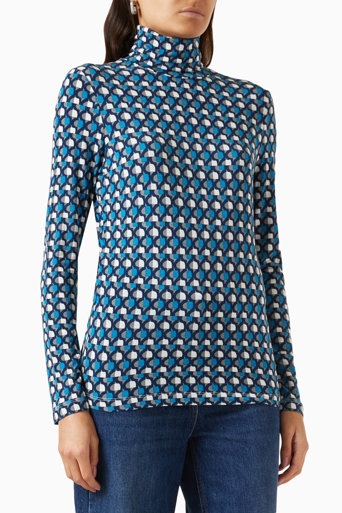 

Livigno Printed Top in Viscose-knit, Blue