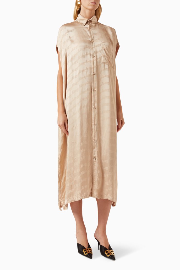 

BB Monogram Shirt Dress in Jacquard, Neutral