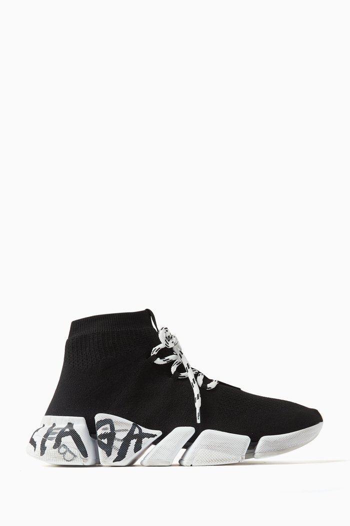 

Speed 2.0 Graffiti Lace-up Sneakers in Recycled Knit, Black