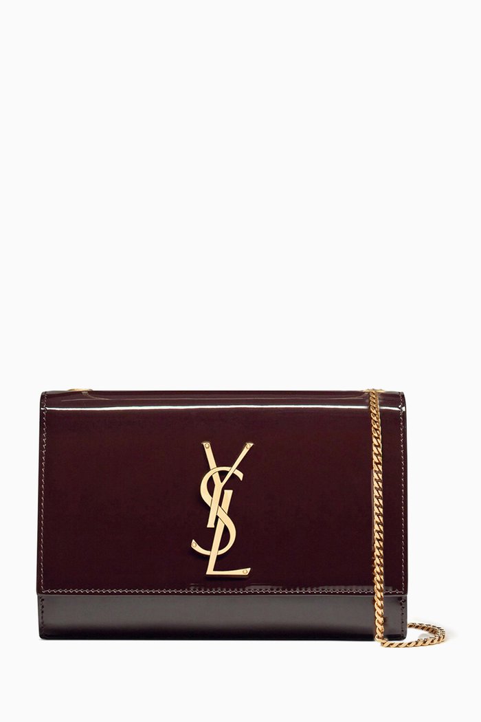 

Small Kate Shoulder Bag in Patent Leather, Brown