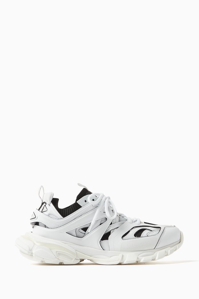

Track Sole Sneakers in Knit & Nylon, White