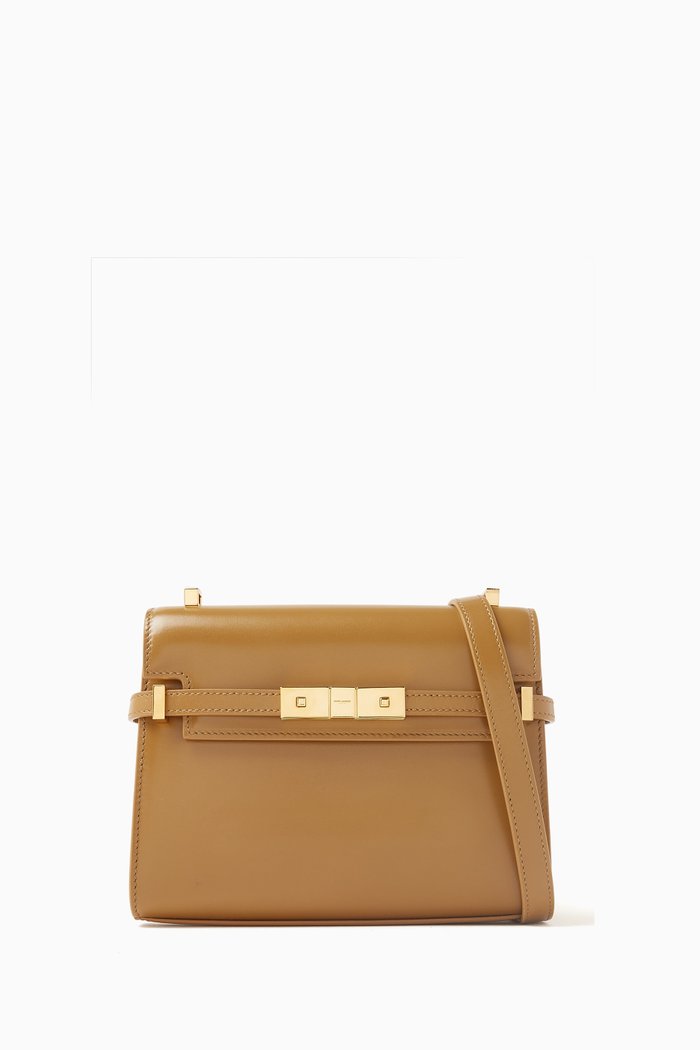 

Mini Manhattan Shoulder Bag in Box Leather, Brown