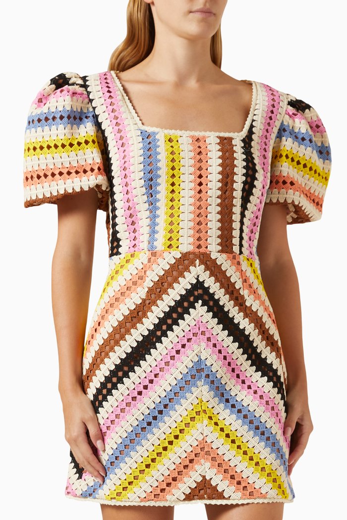 Labassa Mini Dress in Lace, Multicolour