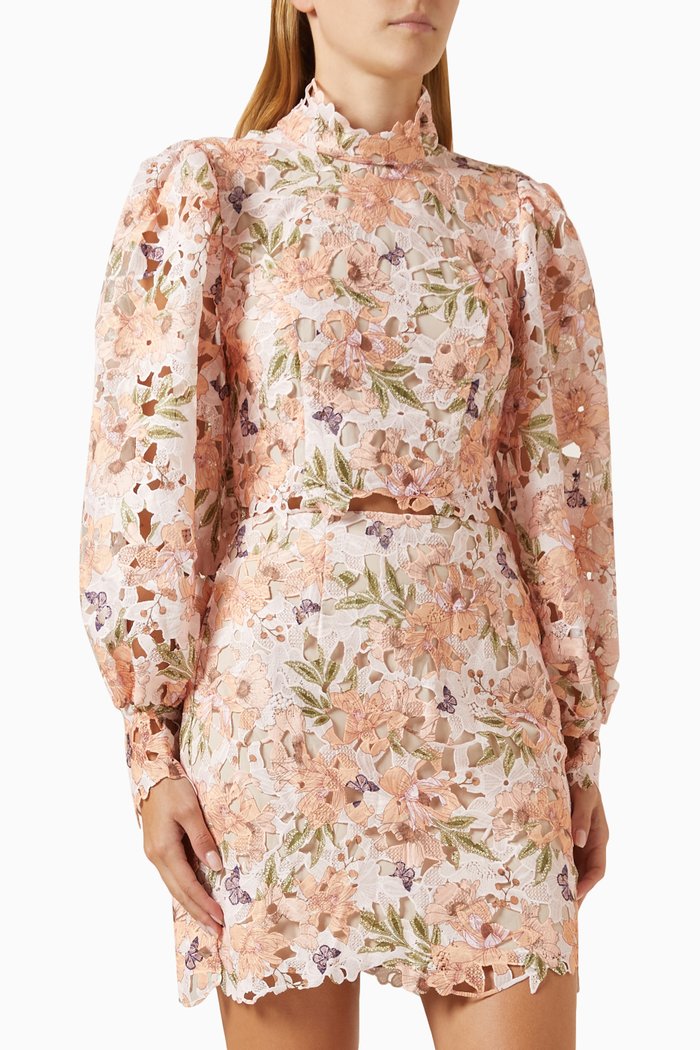 

Tayah Top & Skirt Set in Lace, Multicolour