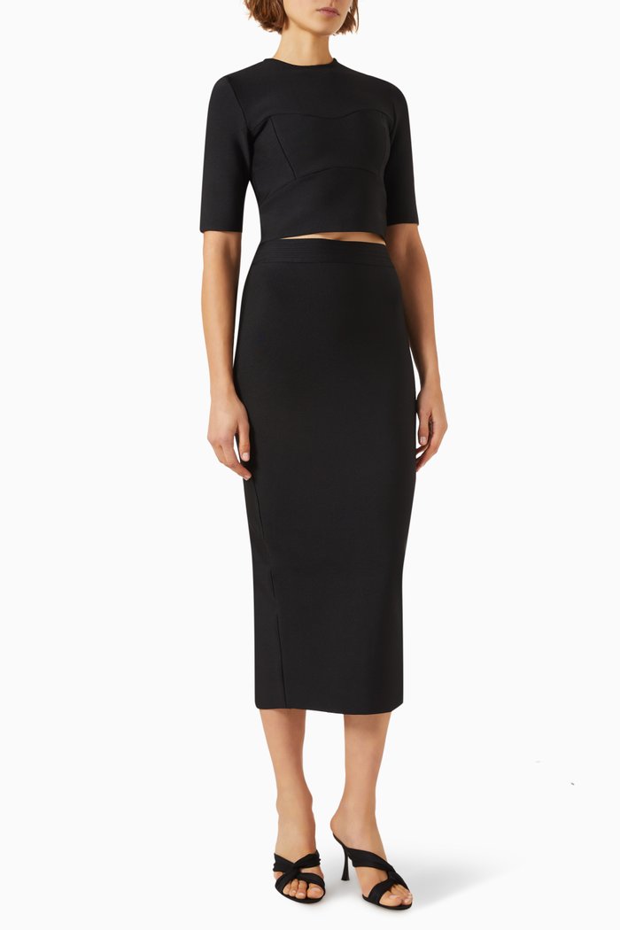 

Hilarity Top & Midi Skirt Set, Black