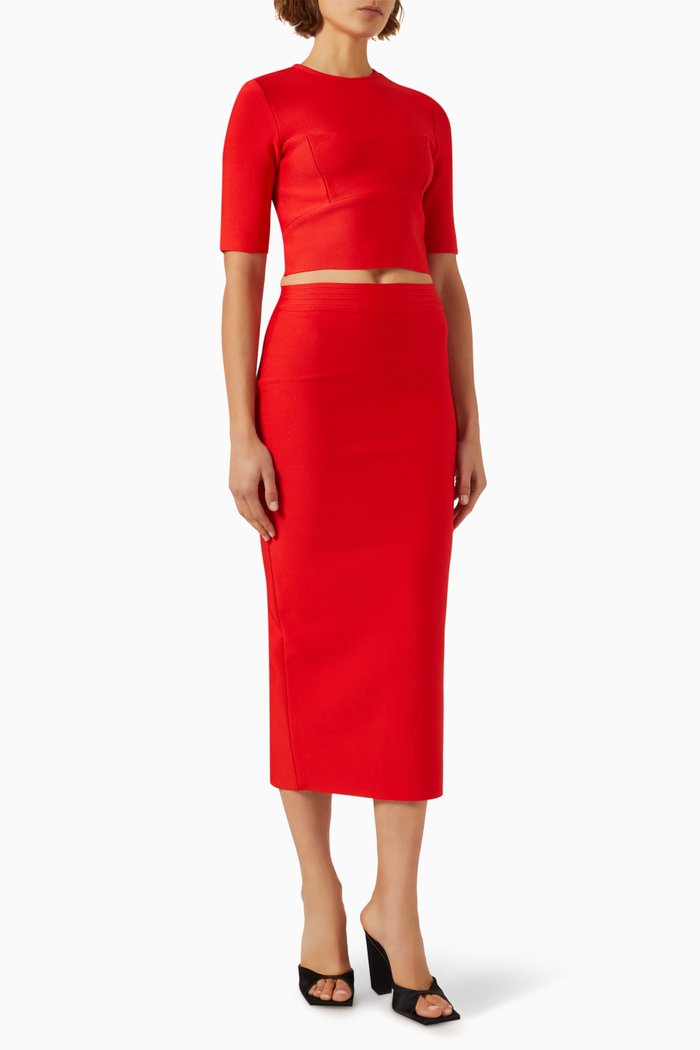 

Hilarity Top & Midi Skirt Set, Red