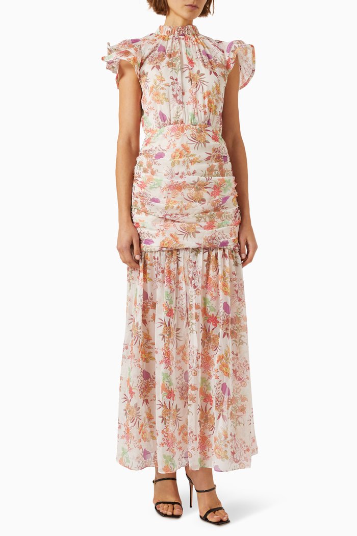 

Regale Floral-print Maxi Dress in Chiffon, Multicolour